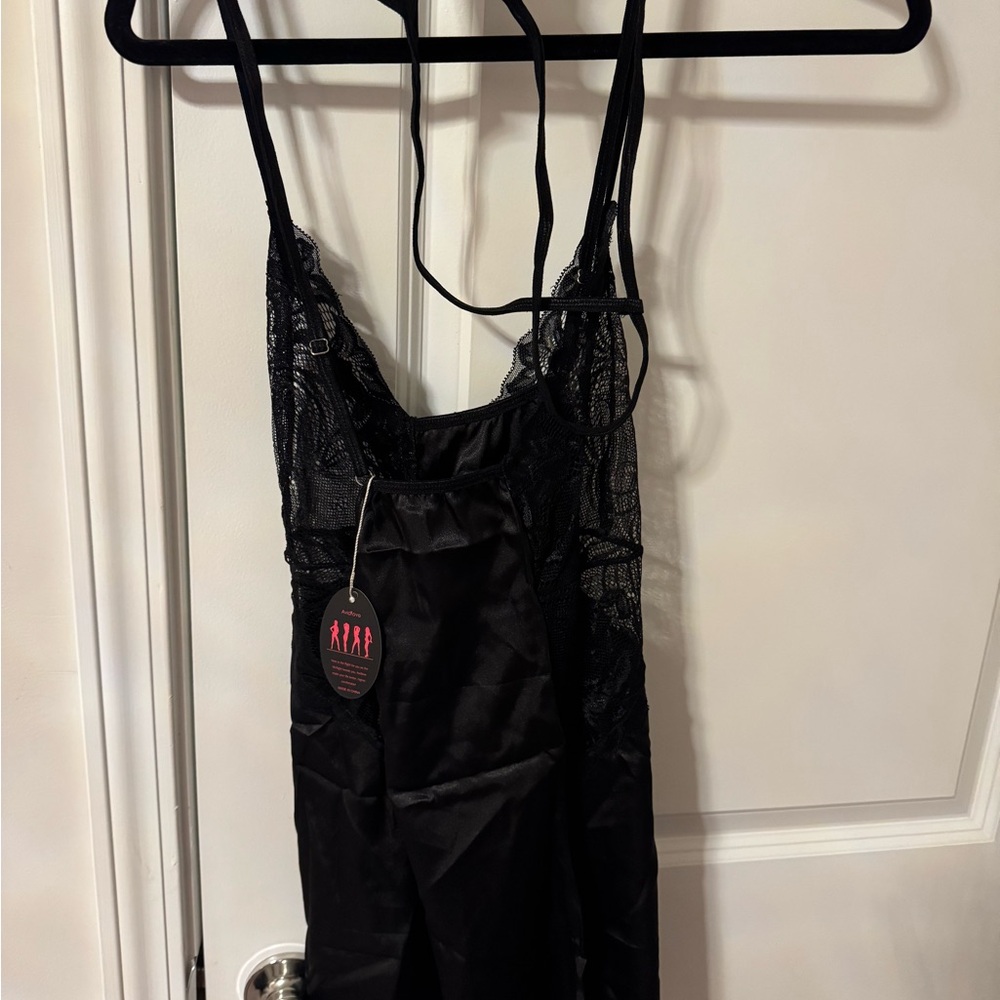 Avid love black lace nightgown with thong
